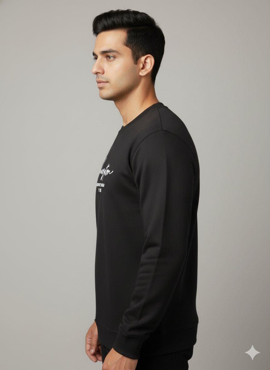 Men's Black Graphic Print Crew Neck Sweatshirt | "Imagination" Typography